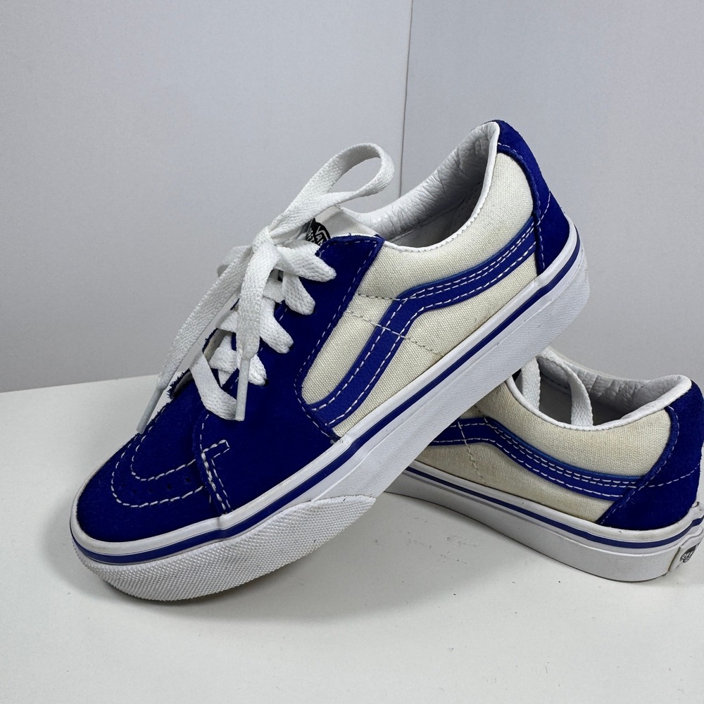 Vans SK8-Low Kids Sneakers Size 1 Blue Marshmallow Preschool Suede Canvas Skate